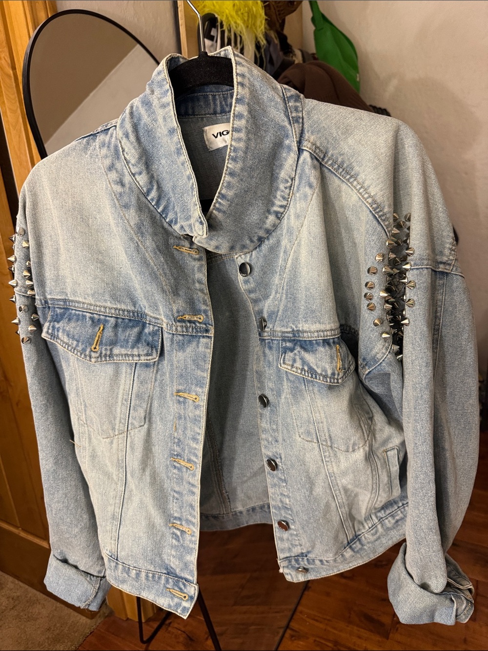 Vigoss Light Blue Studded Denim Jacket